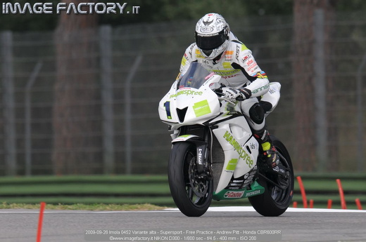 2009-09-26 Imola 0452 Variante alta - Supersport - Free Practice - Andrew Pitt - Honda CBR600RR